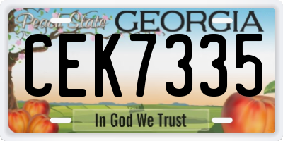 GA license plate CEK7335