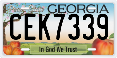 GA license plate CEK7339