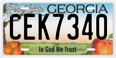 GA license plate CEK7340