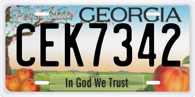 GA license plate CEK7342