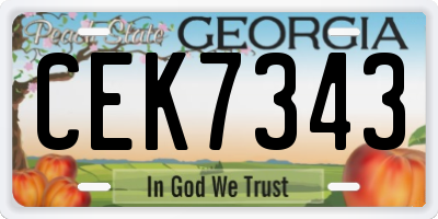 GA license plate CEK7343