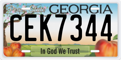 GA license plate CEK7344