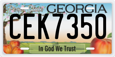 GA license plate CEK7350