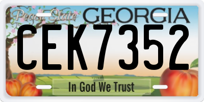 GA license plate CEK7352