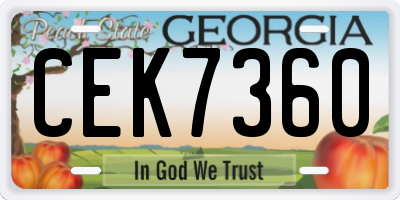 GA license plate CEK7360