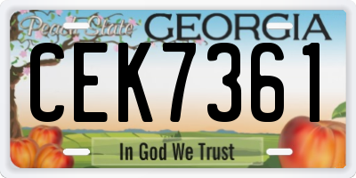 GA license plate CEK7361