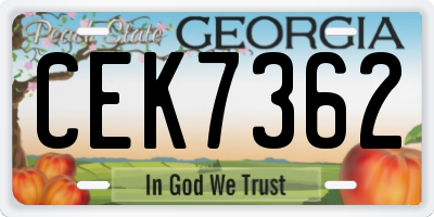 GA license plate CEK7362
