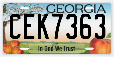 GA license plate CEK7363