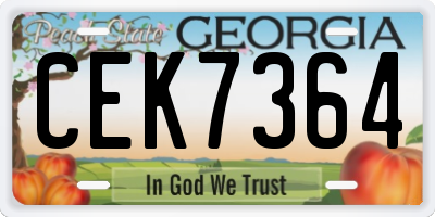 GA license plate CEK7364