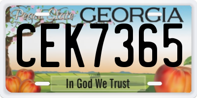 GA license plate CEK7365