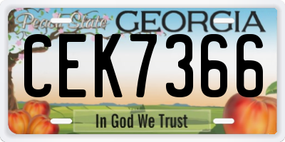 GA license plate CEK7366