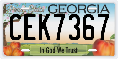 GA license plate CEK7367