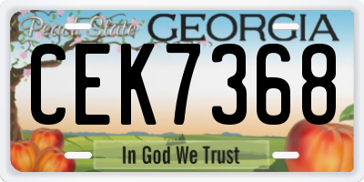 GA license plate CEK7368