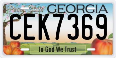 GA license plate CEK7369