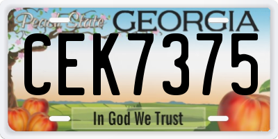 GA license plate CEK7375