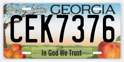 GA license plate CEK7376