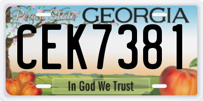 GA license plate CEK7381