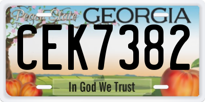 GA license plate CEK7382