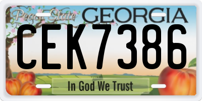 GA license plate CEK7386