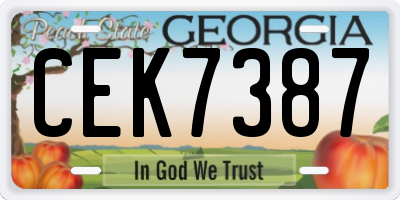 GA license plate CEK7387