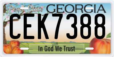 GA license plate CEK7388