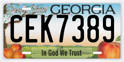 GA license plate CEK7389