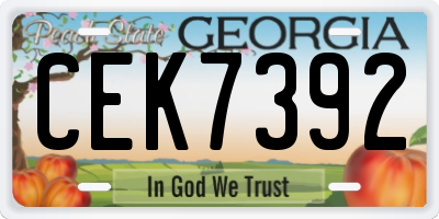 GA license plate CEK7392