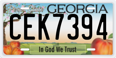 GA license plate CEK7394