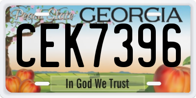 GA license plate CEK7396