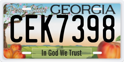 GA license plate CEK7398
