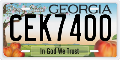 GA license plate CEK7400