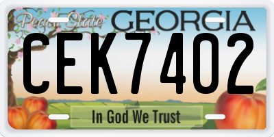 GA license plate CEK7402