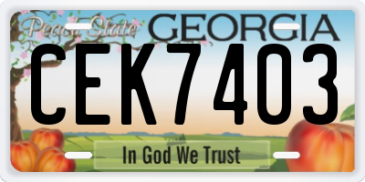 GA license plate CEK7403