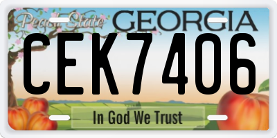 GA license plate CEK7406