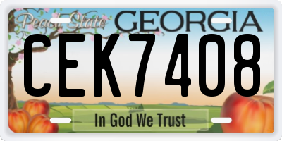 GA license plate CEK7408