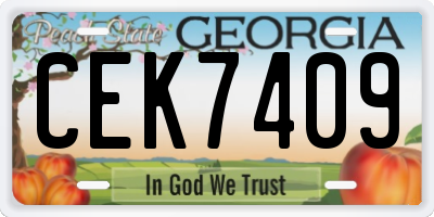 GA license plate CEK7409