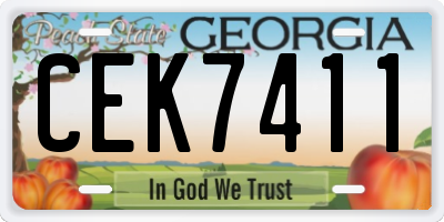 GA license plate CEK7411