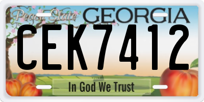 GA license plate CEK7412