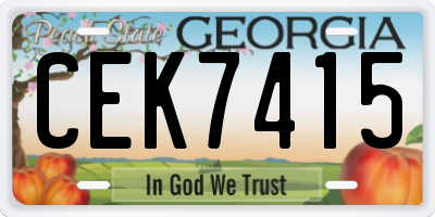 GA license plate CEK7415