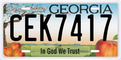 GA license plate CEK7417