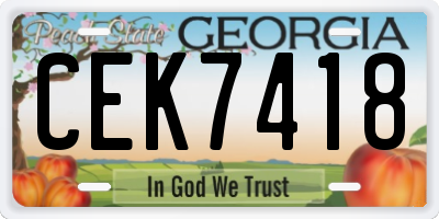 GA license plate CEK7418