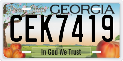 GA license plate CEK7419