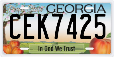 GA license plate CEK7425