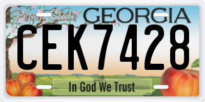 GA license plate CEK7428