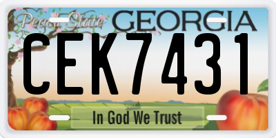 GA license plate CEK7431