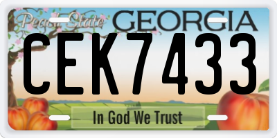 GA license plate CEK7433