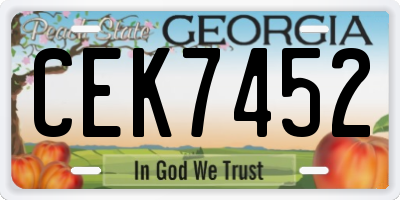 GA license plate CEK7452
