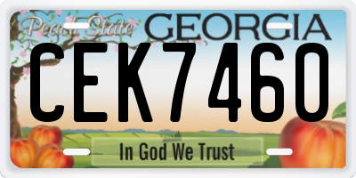 GA license plate CEK7460