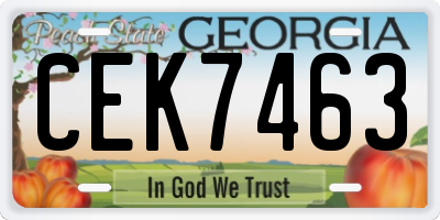 GA license plate CEK7463