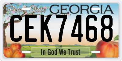 GA license plate CEK7468